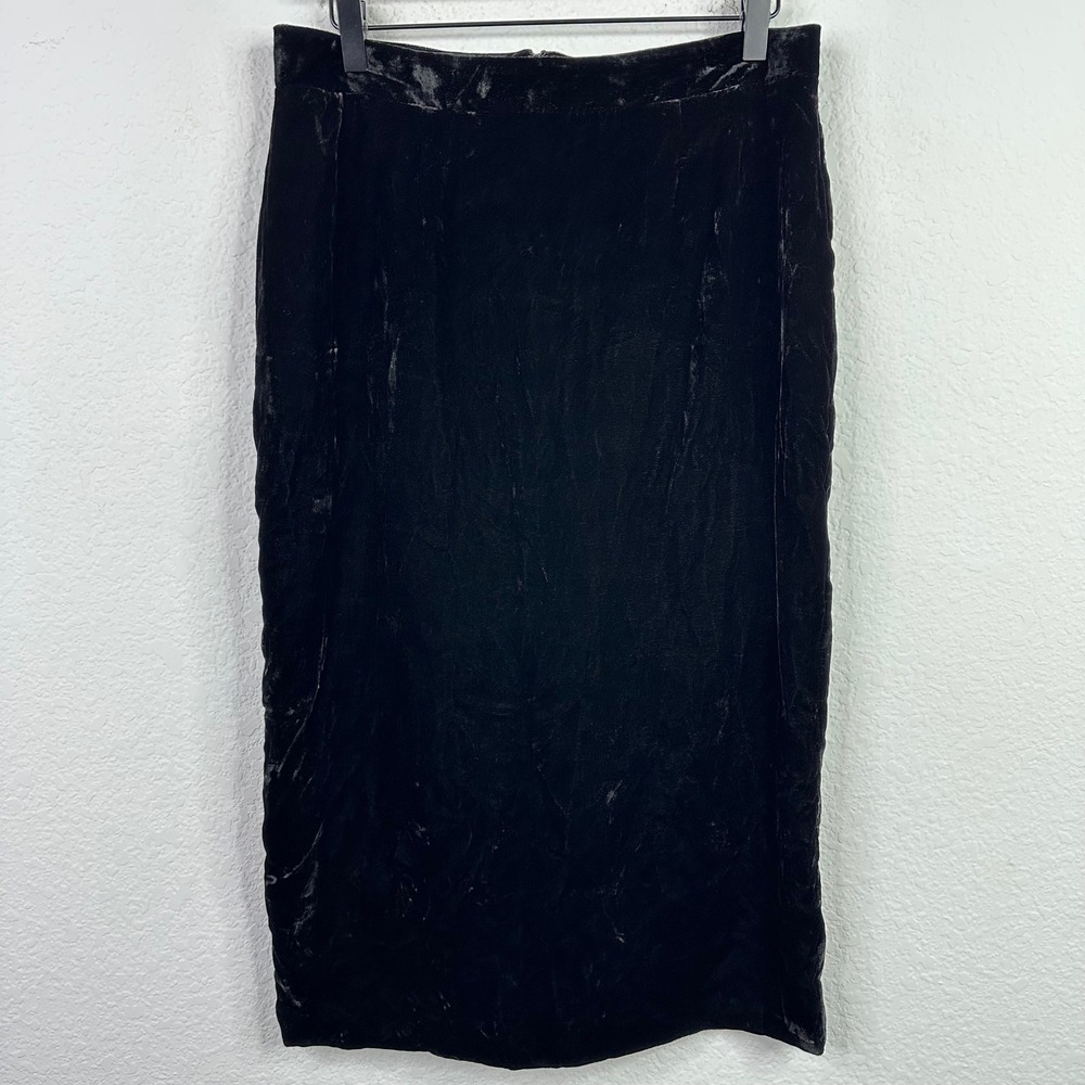 WAYF Skirt M Black Velour Pencil Minimalist Holiday Whimsigoth Luxury Capsule